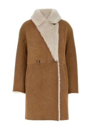 HiSO Gyro shearling-lapels coat - Brown