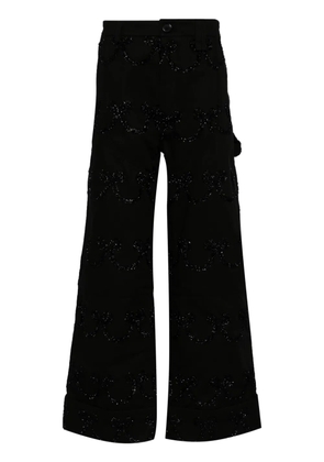 Simone Rocha crystal-embellishment wide-leg cotton trousers - Black