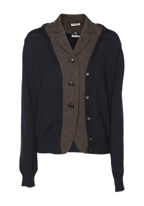 Miu Miu Pre-Owned wool-blend houndstooth cardigan - Blue