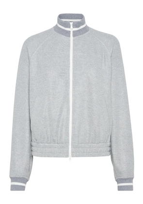 Brunello Cucinelli cotton-blend bomber jacket - Grey