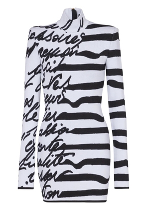 Balmain intarsia-knit logo mini dress - White