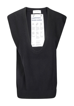 extreme cashmere ribbed deep-neckline gilet - Black