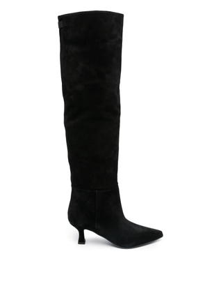 3juin 75mm pointed-toe suede boots - Black