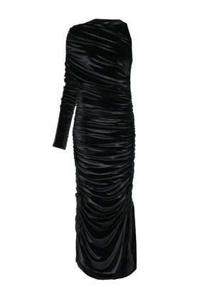 Mugler one-shoulder draped midi dress - Black