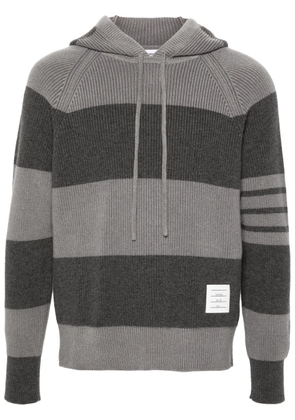 Thom Browne striped knitted hoodie - Grey
