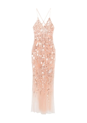 Elisabetta Franchi sequin-embellished sleeveless maxi dress - Neutrals