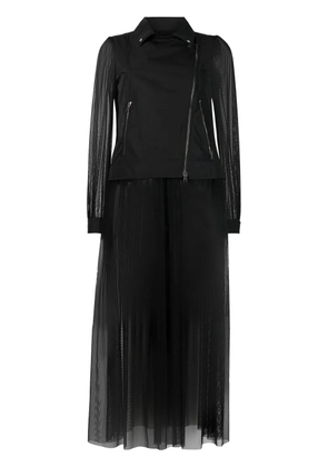 Herno semi-sheer biker-style coat - Black