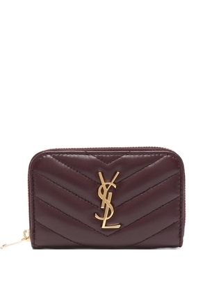 Saint Laurent quilted logo-plaque wallet - Red