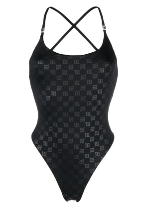 MISBHV monogram-pattern one-piece swimsuit - Black