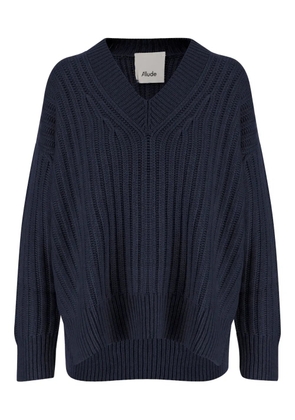 Allude V-neck rib-knit sweater - Blue