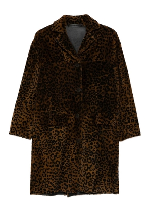 Salvatore Santoro leopard-print buttoned coat - Brown
