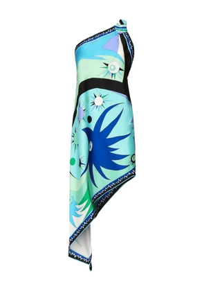 PUCCI Stella-print asymmetric silk dress - Green