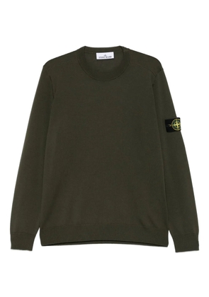 Stone Island logo-patch crew-neck jumper - Green
