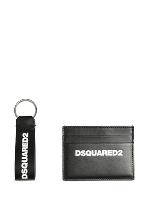 DSQUARED2 logo leather card-holder keyring set - Black