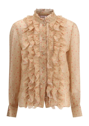 Kristina Ti Holly floral-print ruffled shirt - Pink