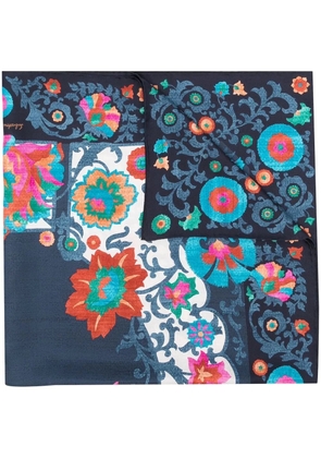 Ferragamo Uzbekistan floral-print silk scarf - Blue