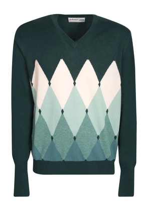 Ballantyne argyle-pattern V-neck sweater - Green