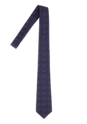 Gucci embroidered silk tie - Blue