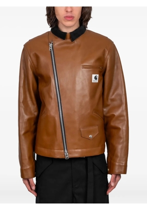 sacai x Carhartt WIP leather jacket - Brown