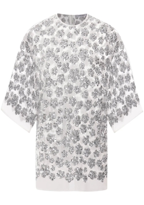 Cecilie Bahnsen floral-sequins T-shirt - White