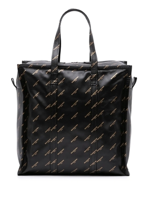 Balenciaga Pre-Owned 2017 M Lambskin Allover Logo Bazar Shopper satchel - Black