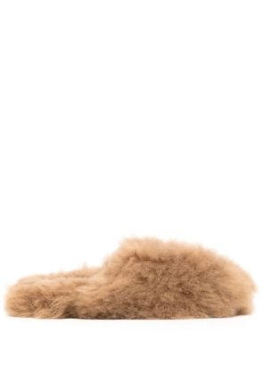 Yves Salomon round-toe wool mules - Brown