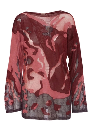 Krizia Pre-Owned long-sleeved perforated sweater - Pink