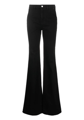 Del Core logo-patch flared cotton trousers - Black