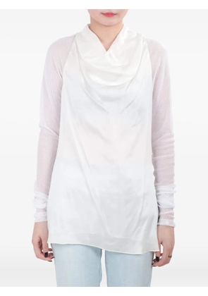 Vera Wang cowl-neck mesh sleeve top - White
