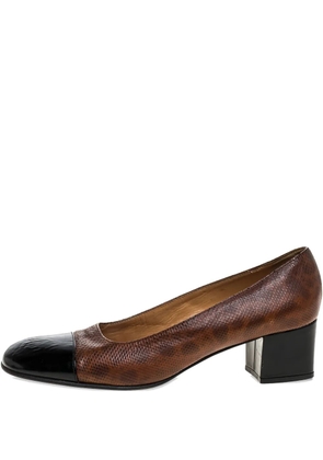 Casadei Vintage pre-owned 45mm embossed-leather block-heel pumps - Brown