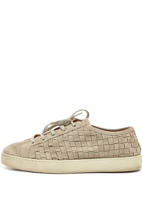 Santoni pre-owned woven lace-up sneakers - Neutrals