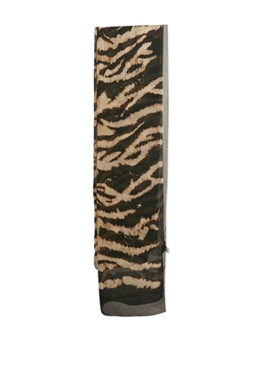 Roberto Cavalli Vintage zebra-print silk stole - Black