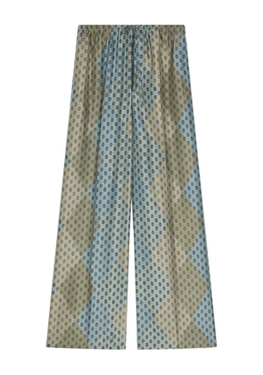DRIES VAN NOTEN geometric-pattern elasticated trousers - Blue