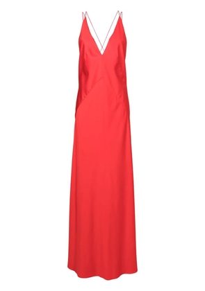 Lethicia Bronstein satin-finish V-neck maxi dress - Red
