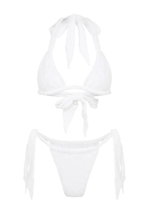 Let's Swim towelling triangle bikini top - White