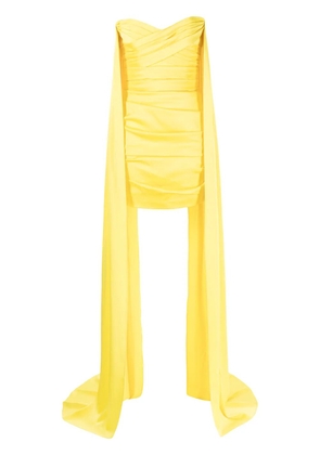 Alex Perry draped-panel ruched dress - Yellow