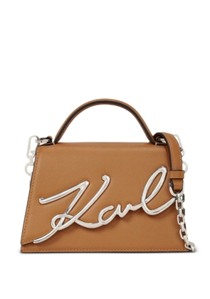 Karl Lagerfeld small signature-logo leather crossbody bag - Brown