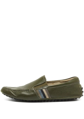 Tod's Vintage pebbled slip-on loafers - Green