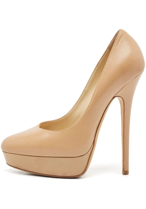 Jimmy Choo Pre-Owned 150mm leather platform pumps - Neutrals