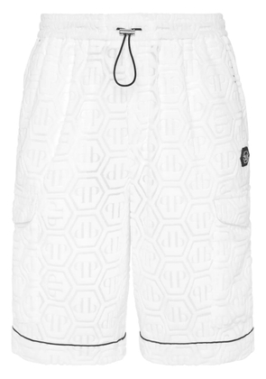 Philipp Plein monogram-pattern track shorts - White