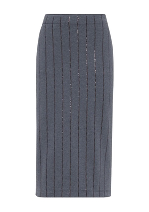 Brunello Cucinelli sequinned-embellished midi skirt - Grey