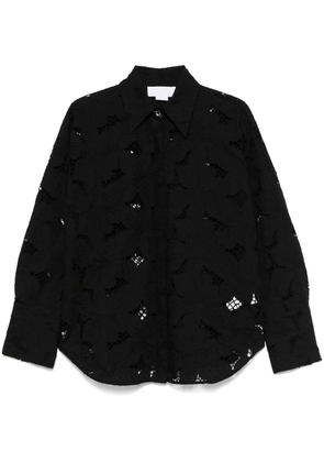 Genny floral-embroidered shirt - Black