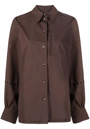 Nanushka laser-cut long-sleeve shirt - Brown