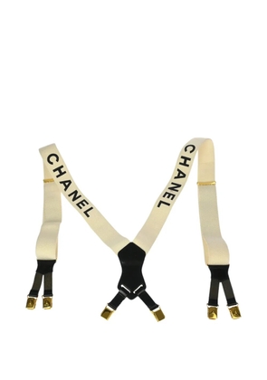 CHANEL Pre-Owned 1990-2000s logo-print suspenders - White