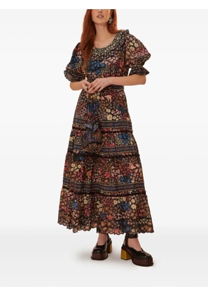 FARM Rio beaded-belt tiered maxi dress - Blue