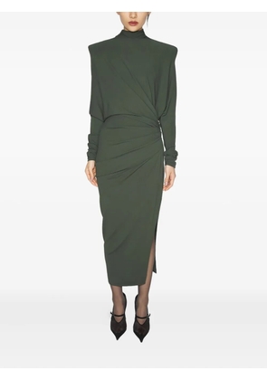 Mugler padded-shoulder midi dress - Green