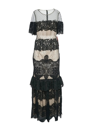 Monique Lhuillier lace tiered dress - Black