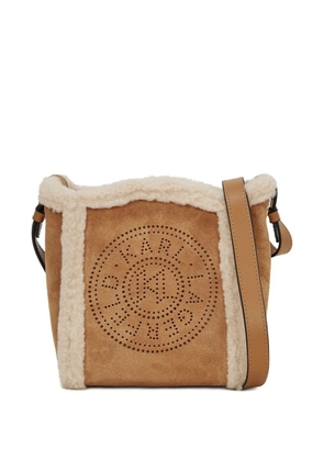 Karl Lagerfeld small K/Circle bucket shearling bag - Brown