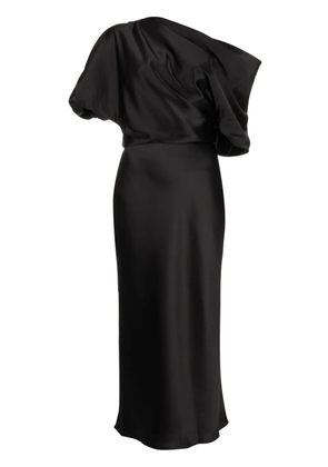 Amsale off-shoulder draped midi dress - Black