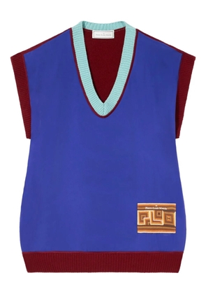 Pierre-Louis Mascia V-neck patch vest - Blue